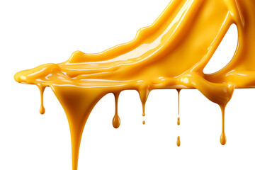 Melting cheese runs from top to bottom transparent or white background
 - obrazy, fototapety, plakaty