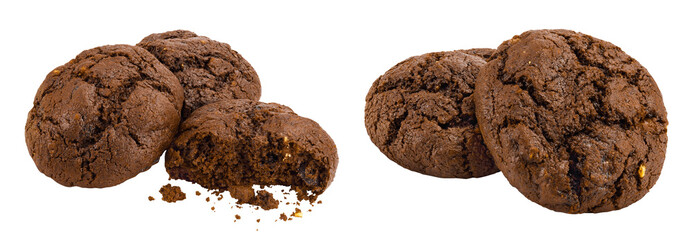 chocolate cookies isolated on white background with  full depth of field