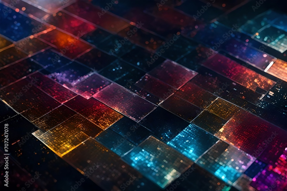 Poster a close-up texture of transparent oled display pixels, showcasing the vibrant colors and organic lig
