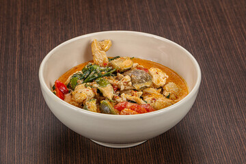 Thai red spicy curry with chicken