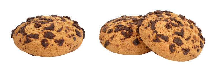 oatmeal chocolate chip cookie isolated on white background