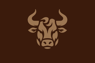 Bull. Minimalist simple modern logo in brown tones. vector illustration