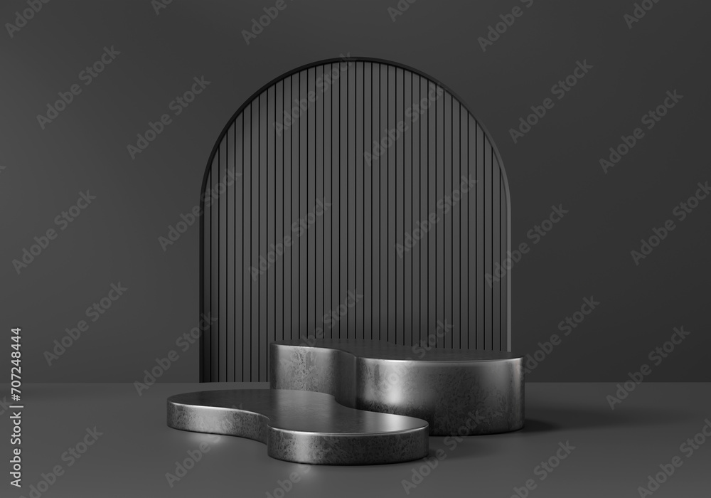 Poster futuristic black podium backdrop for product display 3d rendering