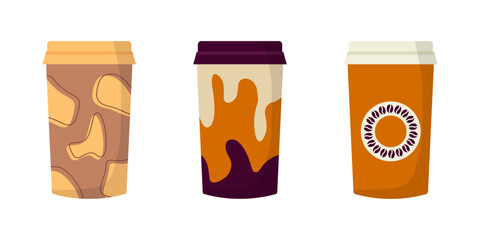 Set of coffee cups isolated on a white background. Vector illustration