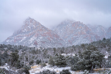Sedona Arizona in Winter with Snow, America, USA.