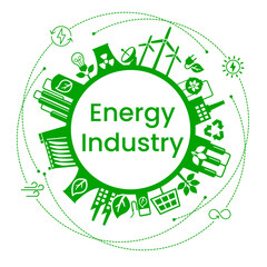 Energy industry. Alternative clean energy. Transition to environmentally friendly world concept.  Ecology infographic. Green power production. Transition to renewable alternative energy.