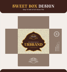 Sweet box design, packaging box label, sweet bakery food box gift pack branding.