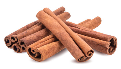 Cinnamon sticks isolated on white background close-up