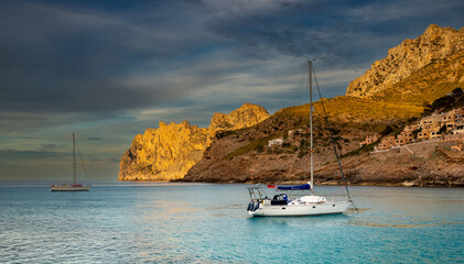 Sunset Mallorca with Sailboat