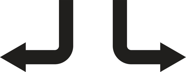 Down corner arrow icon set , right and left arrows . Vector