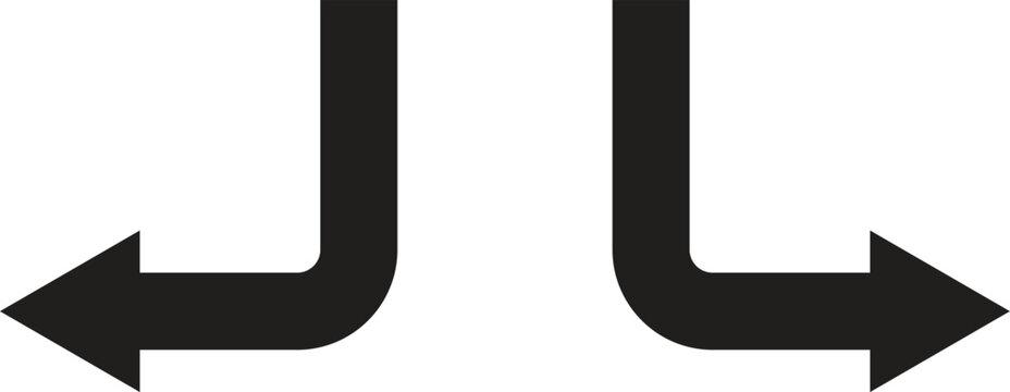 Down corner arrow icon set , right and left arrows . Vector