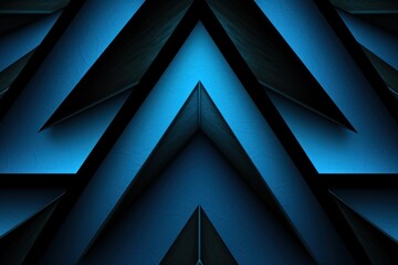 Symmetric blue and black triangle background pattern 