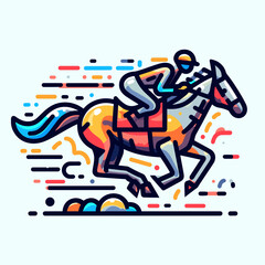 Rider on a horse, colorful vector icon
