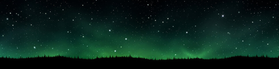 Fototapeta na wymiar Green sky with stars and light background.