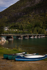 Travel and camping on campsite with a caravan in the nature