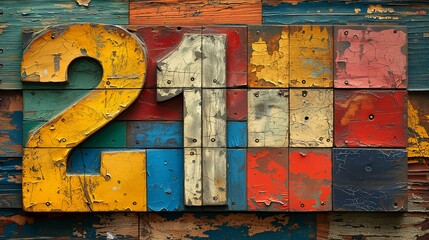 Abstract Number 21 Artwork on Wood
