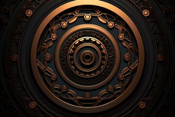 Symmetric copper and black circle background pattern 