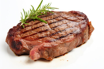 Piece of Steak With a Sprig of Rosemary on Top