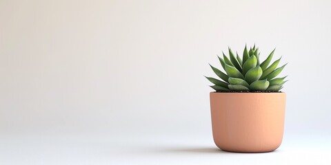 Small indoor succulent plant in white pot isolated on a white background, copy space for text.