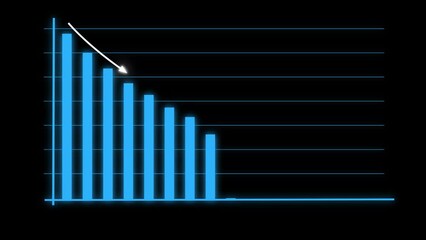 Abstract decreasing business graph chart animation background   