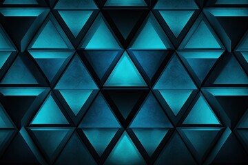 Symmetric cyan and black triangle background pattern