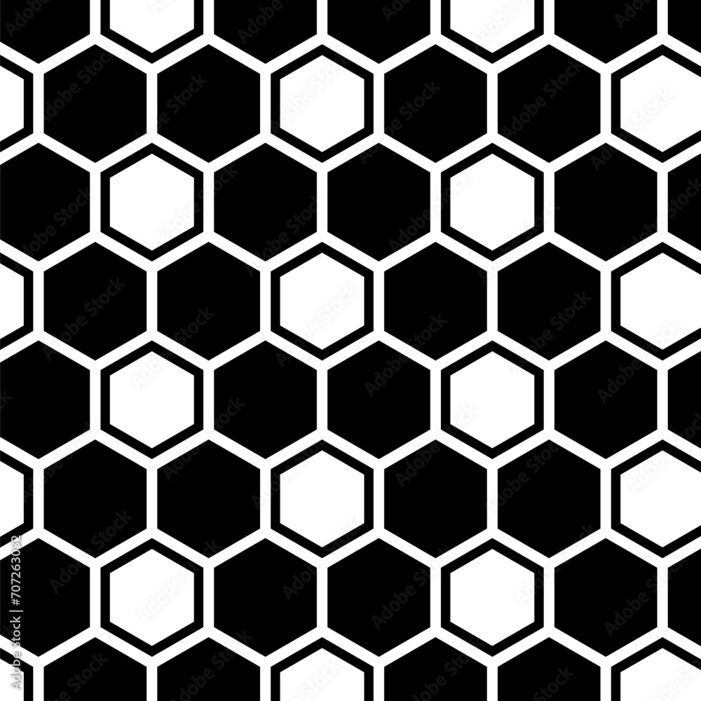 Poster black white honeycomb polygon structure pattern background