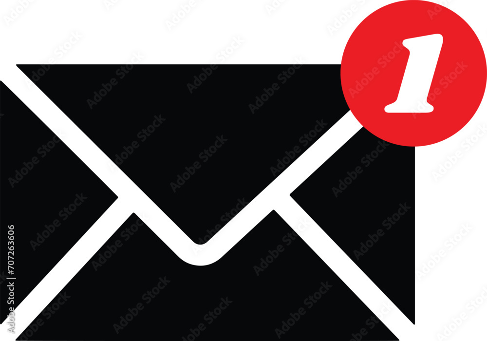 Poster one new message icon isolated on white background . one new incoming message envelope with notificat
