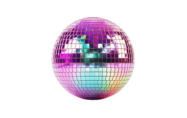 Rotating Colorful Disco Ball Isolation Isolated on Transparent Background PNG.