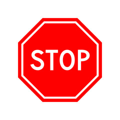 Stop Red Road Sign Board Icon Isolated Vector Illustration