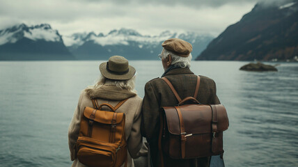Old man and old lady travelling by sea