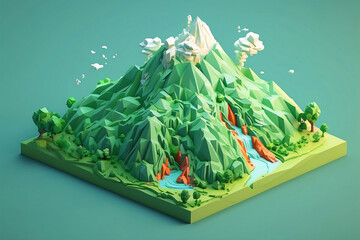 3d isometric mountains
