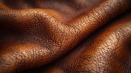 Fototapeta premium A close-up and luxurious view of a dark brown cowhide sheet, Premium Dark Brown Cowhide Showcase expensive leather products,