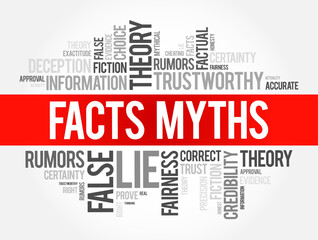 Facts - Myths word cloud collage, concept background
