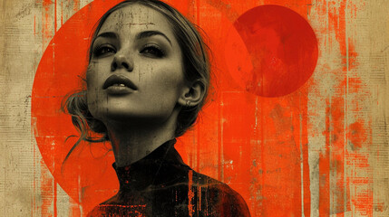 An artistic composition featuring a woman with a padarok, posed against a modern, abstract background, creating a visually striking and contemporary representation of the act of gi