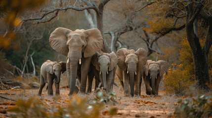 Obraz na płótnie Canvas Elephant family in the wild 