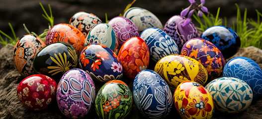 Arrange a friendly competition for the most creatively decorated Easter eggs. Have different categories, such as traditional, funny, or themed, and offer prizes for the winners. - obrazy, fototapety, plakaty