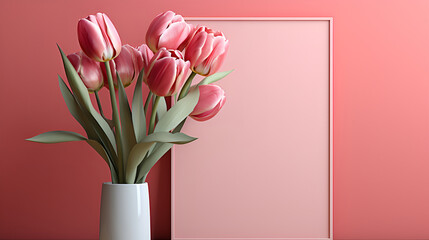 Pink Tulips in White Vase Against Coral Background
Elegant pink tulips arranged in a sleek white vase, presenting a modern aesthetic against a coral backdrop.
