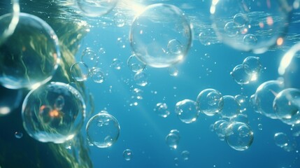 Submerged Splendor: Bubbles in Turquoise