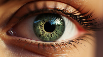 Close-up of a human eye. Green eyes