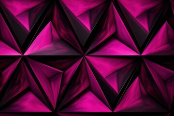 Symmetric magenta and black triangle background pattern  - obrazy, fototapety, plakaty