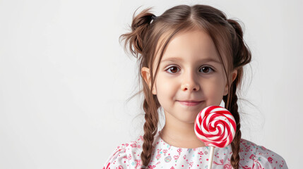 Child eating lolly on a white background