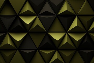 Symmetric olive and black triangle background pattern  - obrazy, fototapety, plakaty