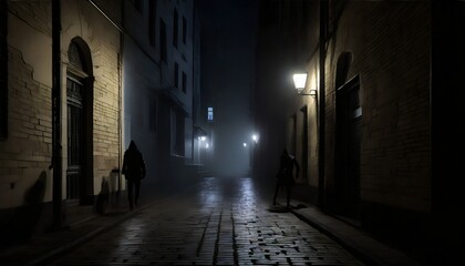 Obraz premium Dark, dangerous and scary alley in the streets of a small town