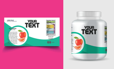 Multi vitamin label sticker design and natural calcium food supplement banner packaging