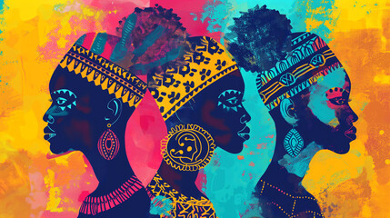 African people colorful illustration Africa day concept