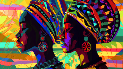 African people colorful illustration Africa day concept