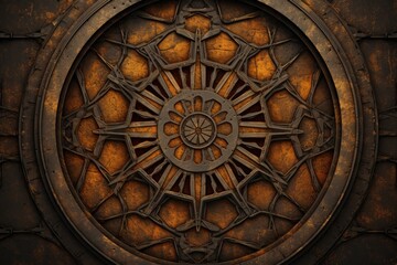Fototapeta na wymiar Symmetric rust circle background pattern 