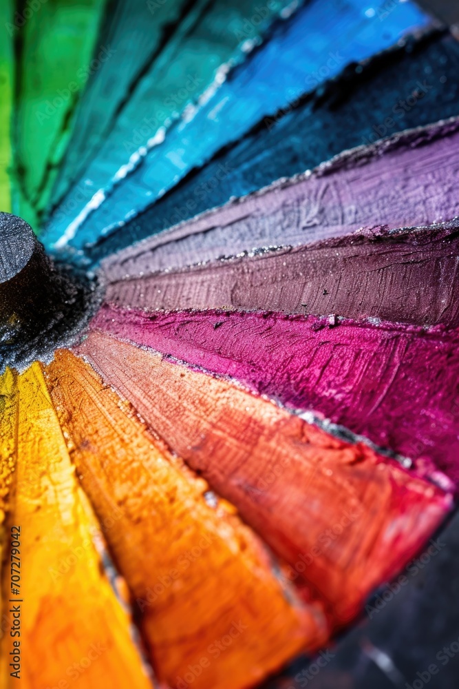 Aufkleber A close up view of a vibrant rainbow of paint. This image can be used to add a burst of color and creativity to any project