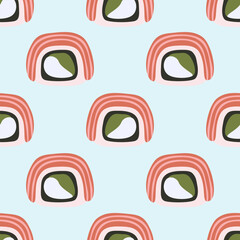 seamless pattern with sushi rolls