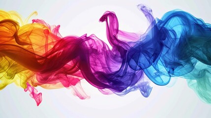 Abstract colorful smoke on white background